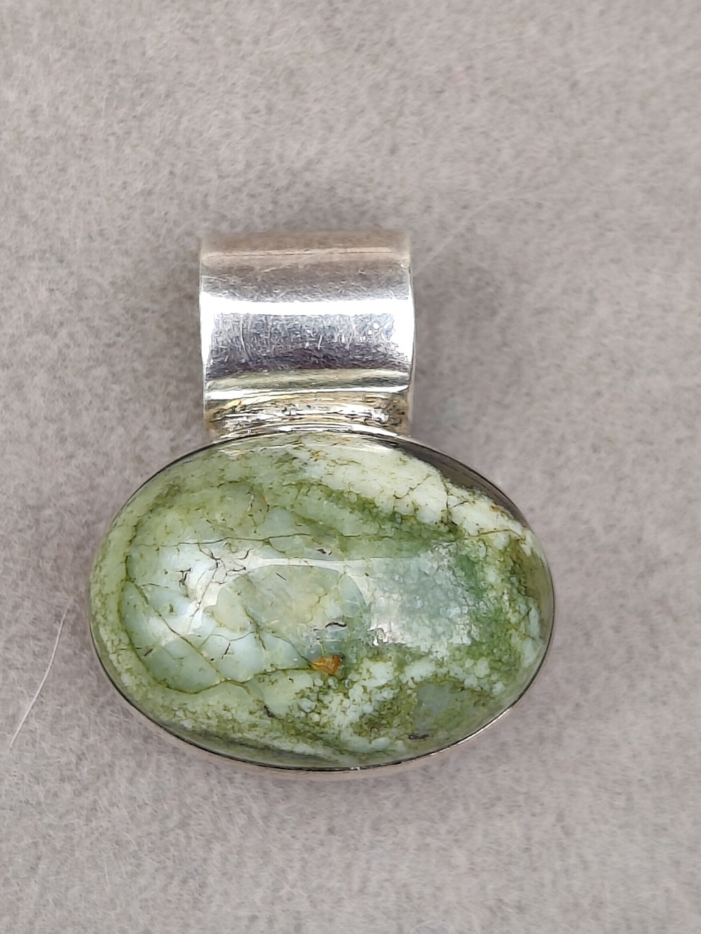 Vintage Sterling Green Tree Agate Pendant